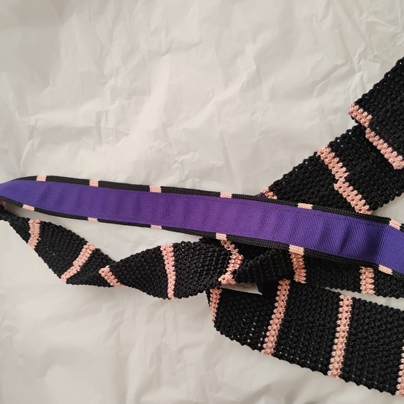 RALPH Purple Label knit tie Mens skinny striped silk tie - Picture 6 of 11